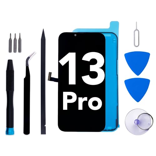 for iPhone 13 Pro Screen Replacement kit 6.1 LCD Display 3D Touch Digitizer Assembly with Frame Adhesive and Repair Tools Compatible with A2483 A2636 A2638 A2639 A2640