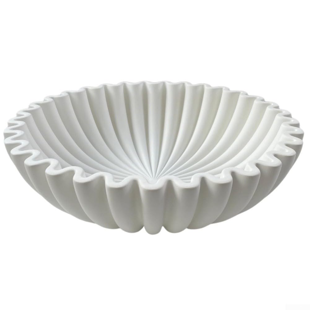 Cuenco decorativo de resina con diseño de volantes festoneados, elegante pieza central para mesa de café, comedor, sala de estar, decoración del hogar, adorno ligero (B)