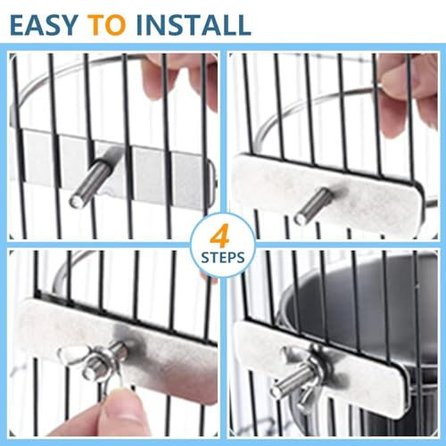 2Pcs Stainless Steel Bird Feeding Bowls, Small Bird Feeding Cup, Stainless Steel Parrot Food Bowl Cage with Holder, Parrot Cage Water Feeder, Pet Cage Cup Holder - Thumbnail 7