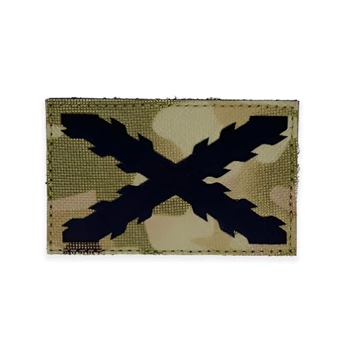 Gemelolandia | Parches Reflectantes con Cruz de borgoña| Para Ropa, Motos o Mochilas | Tamaño 8x5cm (Militar Cruz Negra)