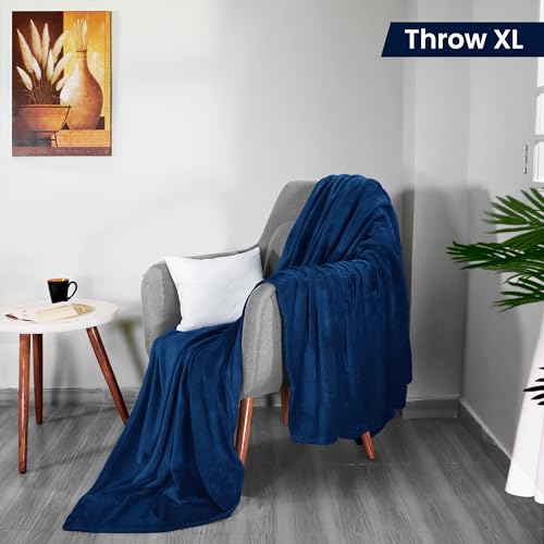 Image of Utopia Bedding Fleece Blanket Throw XL Size Navy 300GSM Luxury Anti-Static Fuzzy Soft Microfiber Blanket for Couch, Sofa and Bed (70x50 Inch)
