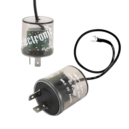 Sylvil 2 Pin LED Flasher, 12V Electronic LED Flasher Relay with Ground Wire, Two Prong Round Relay to Fix Turn Signal & Hazard Warn Hyper Flash for Car Motorcycle Truck, Car Accessories