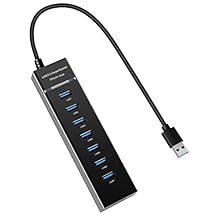 7-Port USB Hub, YaimhSound Multiple USB, 6 Port USB Hub, USB 3.0 USB 2.0 Hub, USB Splitter for Laptop, PC, Keyboard, Mouse, SSD, Dell, HP, Lenovo, MacBook, Acer, Surface, 1ft