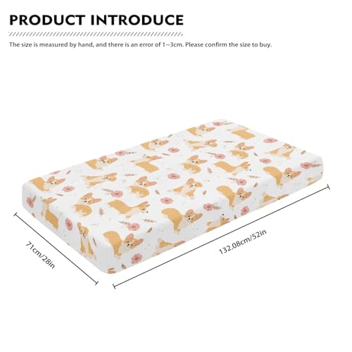 Image of Corgi Dog Baby Crib Sheets for Boys Girls Animals Fitted Crib Sheet for Standard Crib and Toddler Mattress Cute Baby Mattress Sheets Toddler Bed Sheet 52x28x8 in