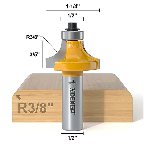 Image of Roundover Router Bit 1 /2 Shank, 3 /8 inch Radius Round Over Router Bits, Router Bits Round Over for Edging Forming Rounding Woodworking Cutter
