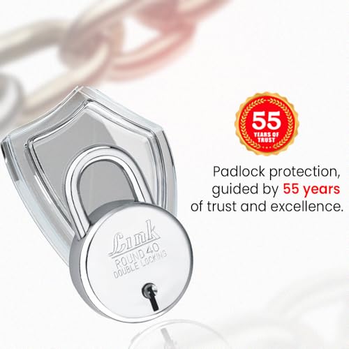 Image of Link New Round 40 MM Silver Steel Lock with 3 Keys | Lock and Keys | Door Lock | Padlock for Home, Office, Shop (Pack of 3)
