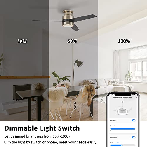Ceiling Fan Smart Light Dimmer Switch & 3 Speeds Ceiling Fan Wall Control Smart Switch Dimmer Works With Alexa And Google Home, Schedule Timer, Neutral Wire Required, Remote Control With App/Wi-Fi #TOP1