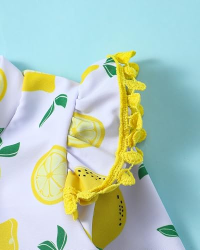 Image of Toddler Girl Swimsuit Baby Girl Bathing Suit Long Sleeve Floral Zipper One-Piece Rash Guard Swimsuit with Hat