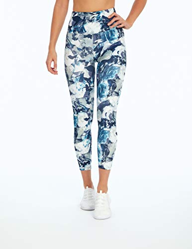 Bally Total Fitness Women's Standard Kayla High Rise Performance Ankle Legging, Blue Floral, Medium