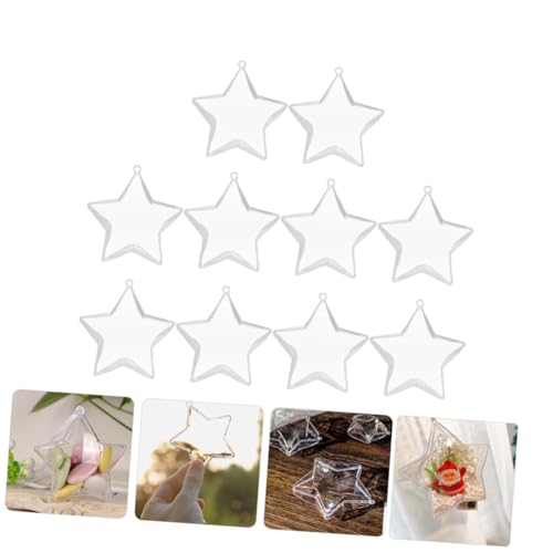 Bolas de Navidad transparentes de plástico resistente con diseño de estrella de 8 cm 7