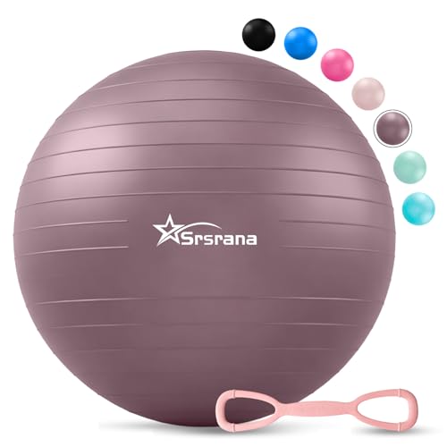 Image of Exercise Ball - Anti-Burst Yoga Ball for Pilates, Pregnancy & Core Stability - Ergonomic Office Desk Ball Chair & Physical Therapy Equipment, Quick Pump Included