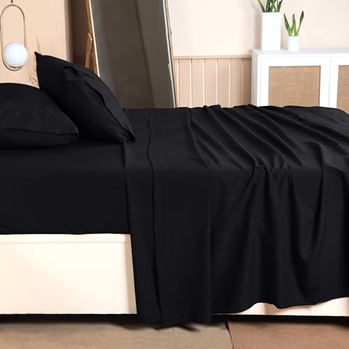 Image of Utopia Bedding Twin Size Sheet Set - Bulk Pack of 10 Bed Sheets Set - Soft Brushed Microfiber - Deep Pockets - Shrinkage & Fade Resistant - Easy Care (Black)