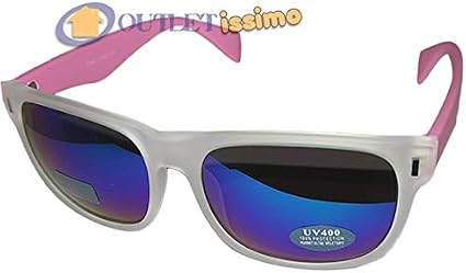 OUTLETISSIMO Occhiali da Sole Unisex Lenti A Specchio Ibiza Disco Pacha  London New Trasparente con aste Fucsia : Abbigliamento