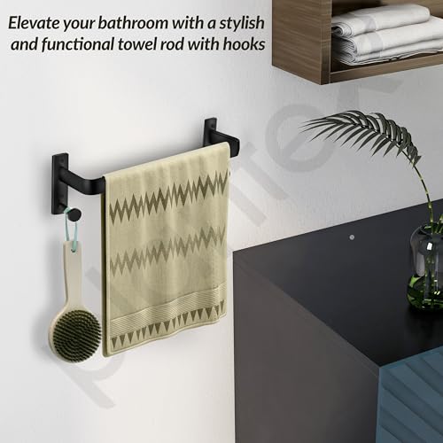 Image of Plantex Single Towel Rod for Bathroom /Cloth Hanger for Wall /Towel Holder /9 Inch Towel Bar /Bathroom Accessories (1511, Black)