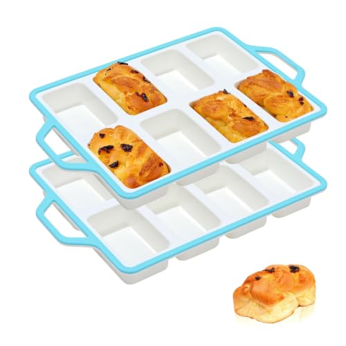 Vinino 2 Pack 8-Cavity Mini Silicone Loaf Pans for Kids Party Snacks