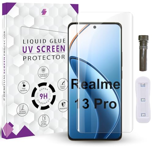 Image of Advanced HD+ UV Tempered Glass Screen Protector For Relame 13 Pro 5G / Relame 13 Pro Plus 5G (6.7 Inch, Pack of 1) Full Adhesive UV Curved Screen Guard, Case Friendly