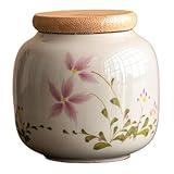 Kleine Urnen für menschliche Asche Keepsake Memorial 3x2 Keramikblumen -Andenken -Keeps -Urne mit Dampproof Bambusdeckel, auch ideal als Teekanister, Mini -Urne