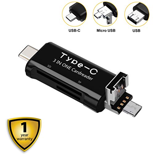 SD Card Reader, Micro TF Compact Flash Card Reader with 3 in 1