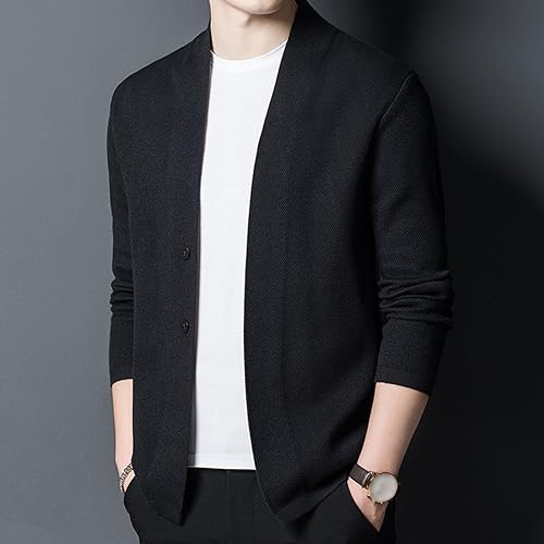 Mens Slim Fit V Neck Long Sleeve Lightweight Shawl Collar Knitted Sweater Casual Button Down Cardigan Sweater4