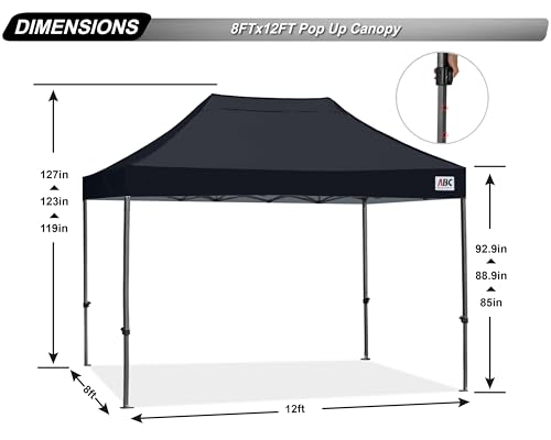 Image of ABCCANOPY Patio Pop Up Canopy Tent 8x12 Commercial-Series (Black)