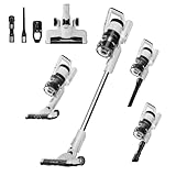 Eureka Cordless Vacuum Cleaner, Anti-Tangle Brushroll, Rechargeable Stick Vacuum, Lightweight for Carpet, Hard Floor, Pet Hair, White NEC280WH