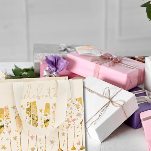 Glick Mittelgroße Geschenktüte Querformat Flöten 175 x 225 x 100 mm Luxus Recycelbare Tasche für Geburtstage, Hochzeit, Jahrestag & Verlobung