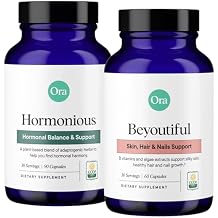 Ora Organic BeYouTiful & Hormone Balance Bundle Natural Beauty & Wellness Essentials for Women, 60 Vegan Capsules with B Vitamins + 90 Capsules Formulated with Ashwagandha and More.