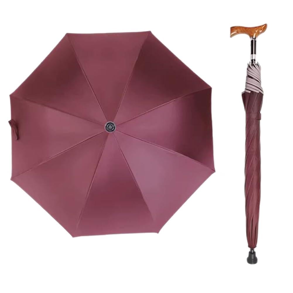 AVIITI Paraguas Bastón Regulable En Altura Parasoles Bastón Multifunción Dedicado Seguro Ligero Hombres Mujeres Muleta Paraguas,Rojo,76~80cm/30~31inch