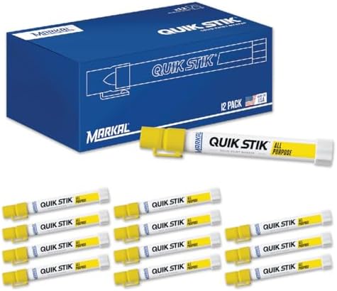 Markal 61053 Quik Stik Twist Long-Lasting Solid Paint Marker, Yellow (Pack of 12)