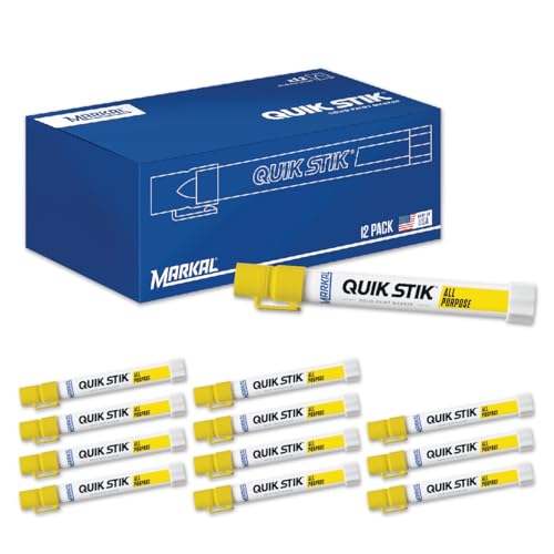 Markal 61053 Quik Stik Twist Long-Lasting Solid Paint Marker, Yellow (Pack of 12)