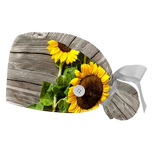 Chapeaux de travail pour hommes et femmes avec motifs tournesols et calot bouffant