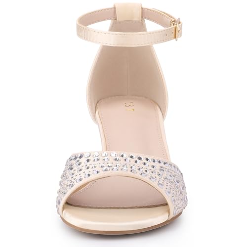 Allegra K Women's Rhinestone Satin Ankle Strap Kitten Heels Sandals3
