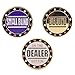 GOGO Set of 3 Metal Chip Poker Buttons - Small Blind, Big Blind and Dealer