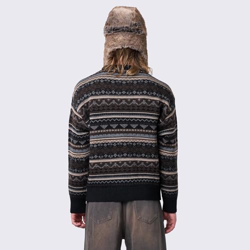 Image of Women Vintage Striped Pullover Sweater Y2k Long Sleeve Crew Neck Loose Knit Sweaters Fall Winter Knitwear