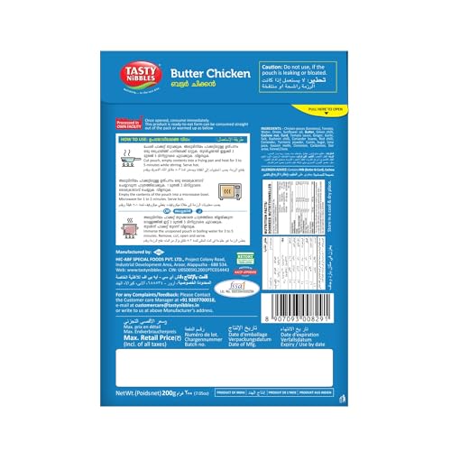 Image of Tasty Nibbles Butter Chicken 200g | Open Heat & Eat | Non-Vegetarian | No Added Preservatives | Japanese Retort Technology [Pack of 1]