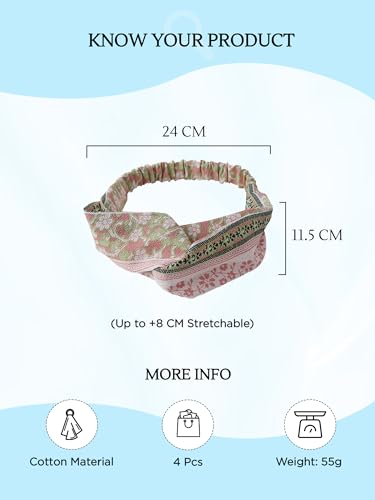 4pc Boho Twisted Headband Set for Girls, Vintage Style