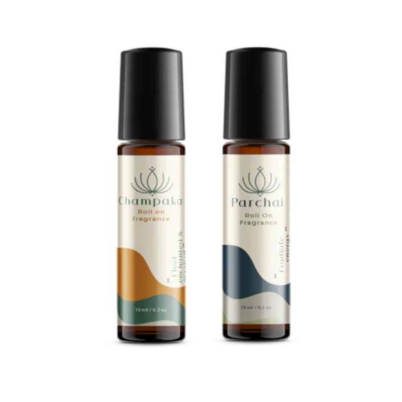 Namaskar Roll On Fragrance Combo - Parchhai & Champaka | Alcohol Free Long Lasting Aromatherapy Perfume Oil Portable Travel Friendly | Gift For Men & Women | 10 ml Each-image-18