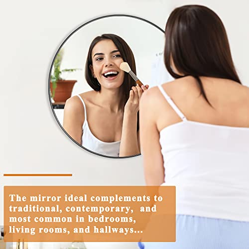 Neutype Round Mirror 28Inch Circle Wall Mirror Metal Framed Wall Mirror Large Hanging Decorative Mirrors For Wall Bathroom Bedroom Living Room (Black, 70Cm) #TOP3