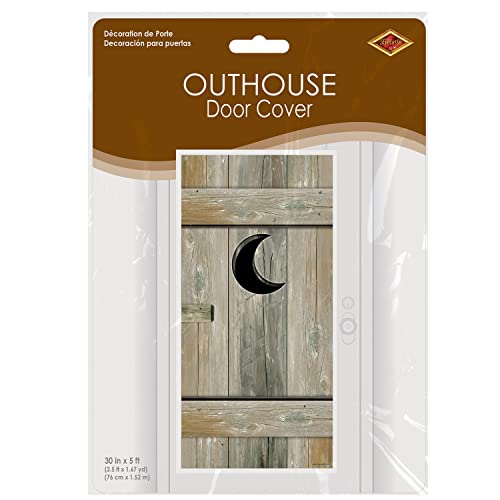 Image of Beistle Outhouse Door Cover Rustic Wood Look Decoration 5 Feet x 30 Inches