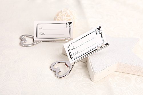 40Pcs Multi Function Silver Heart Bottle Opener And Place Card Holder Shiny Antique Skeleton Key Heart Shaped Wedding Favor Rustic Decoration #TOP4