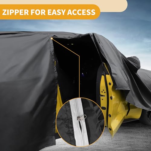 Image of All-Weather Waterproof Car Cover - UV-Resistant Outdoor Full Exterior Protection for Nissan Juke 2001-2023 210D-PU Black Blue with Right Side Zipper