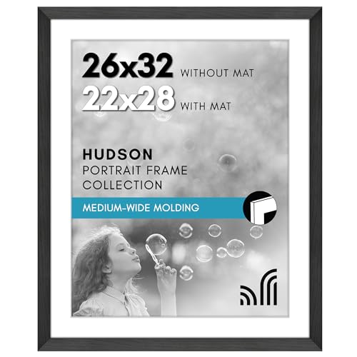 Americanflat 26x32 Poster Frame - Matted to 22x28 - Black