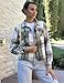 Zeagoo Women's Fashion Cropped Shacket Jacket Wool Blend Plaid Button Down Shirt Fall Christmas Jackets Coat