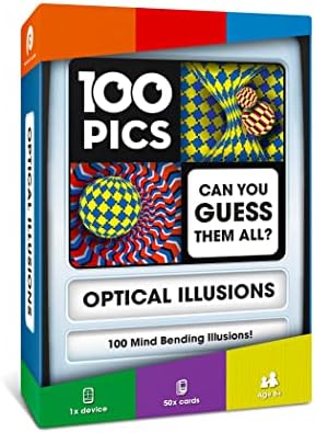 100 PICS Optical Illusions Game - Fun Pocket Flash Card Games for Smart Kids and Adults