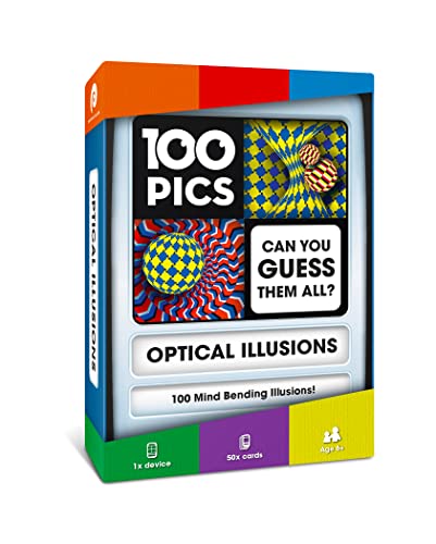 100 PICS Optical Illusions - Perfect Stocking Stuffer for Teens and Kids |100 Mind-Blowing Illusions | Contains 50 Cards in a Slide Reveal case | Ideal Gift for Travel