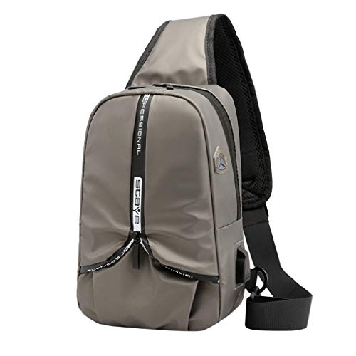 Preisvergleich Produktbild Calvinbi Tasche Leder Herren Sling Bag Schulter Rucksack Schultertasche Brusttasche Wasserresistent Tragetasche Umhängetasche Messengertasche für Wandern Arbeiten Schule Geschäft Radfahren Reise
