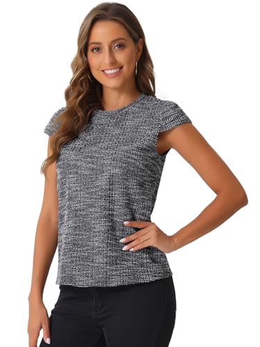 Hauts en tweed femme de qualité supérieure chemisier à manches courtes