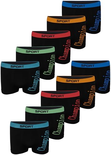 LOREZA ® 10 Jungen Boxershorts Unterwäsche Mikrofaser Unterhosen Nahtlos...