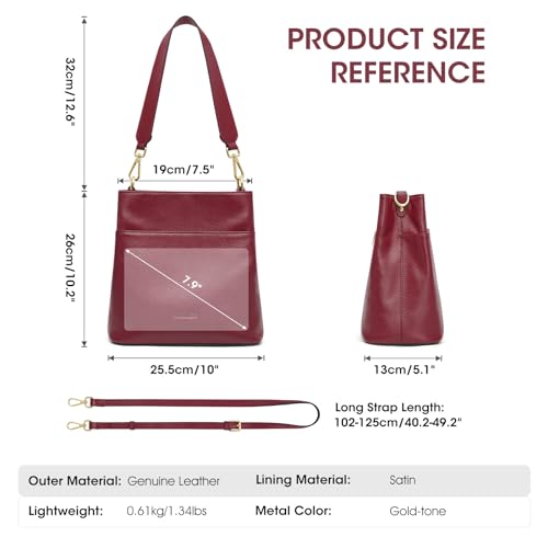 Image of Kattee Leather Handbags for Women 2026, Soft Shoulder Tote Crossbody Purses Bucket Bags with 2 Detachable Straps