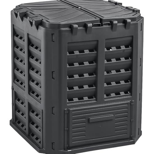 FEINZ - Komposter Garten 360L mit Deckel - Kompostbehälter mit Boden - Thermokomposter Kunststoff shwarz - Kompost - Thermo Kompostierer - Komposte Gartenkomposter – Composter